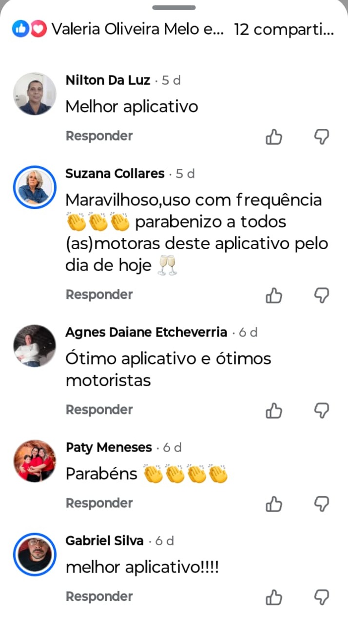 Clientes chamando a Bagé 53 de melhor aplicativo no Facebook