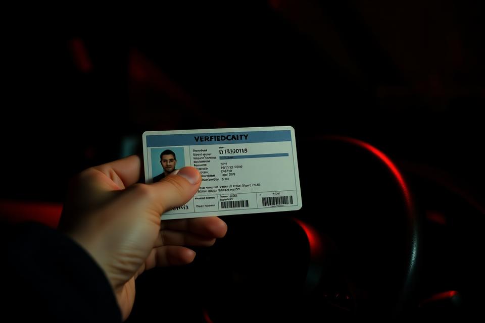 Motorista mostrando documento de identificação dentro do carro